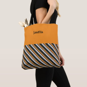 Bolsa Tote Halloween Retro 1960s - Stripe Diagonal - Nome Lar