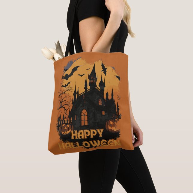 Bolsa Tote Halloween-Schloss unter Mondlicht (Close Up)
