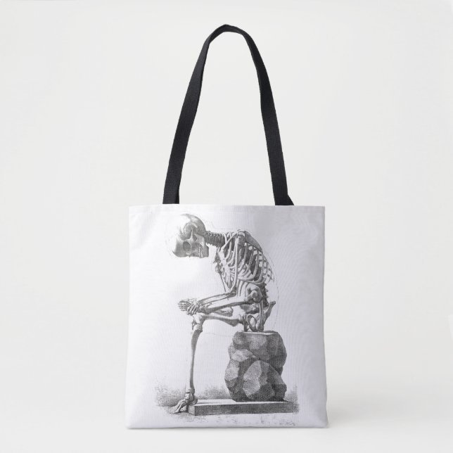 Bolsa Tote Halloween Skeleton Sitting Anatomia (Frente)