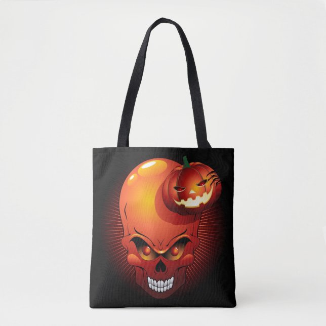 Bolsa Tote Halloween Skull e Pumpkin (Frente)