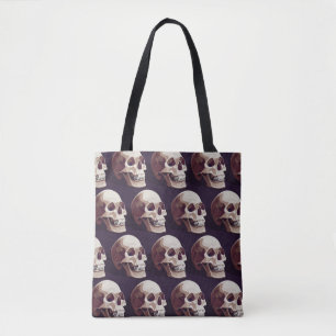 Bolsa Tote Halloween Skulls: Padrão Sem Olhos Estranho.