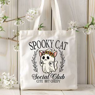 Bolsa Tote Halloween Spooky Cat Social Club Engraçado