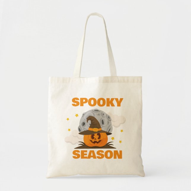 Bolsa Tote Halloween Spooky Season Cute Orange Pumpkin (Frente)