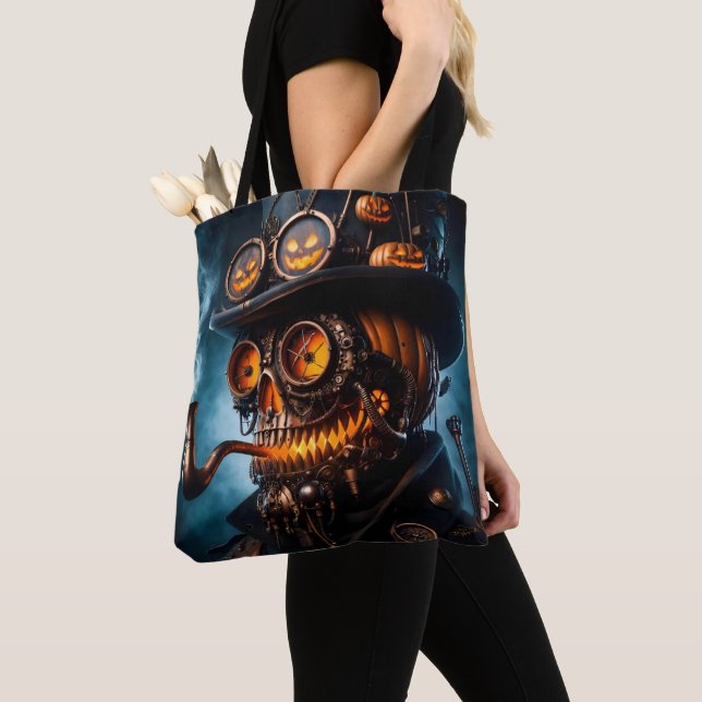 Bolsa Tote Halloween Steampunk Gothic Jack-O-Lantern (Close Up)
