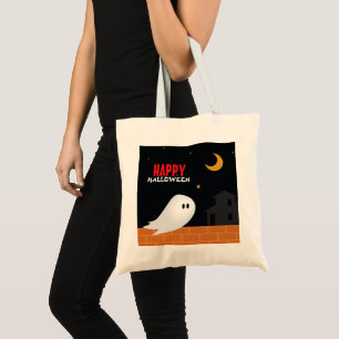 Bolsa Tote Halloween trata fantasmas de desenhos animados na