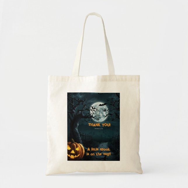 Bolsa Tote Halloween Um Pequeno Chá de fraldas De Pumpkin Spo (Frente)