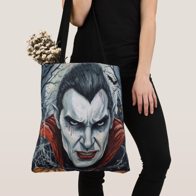 Bolsa Tote Halloween, Vampiro Sedento, Campo de Abóboras (Close Up)