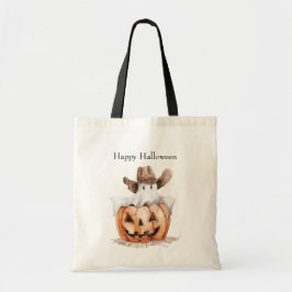 Bolsa Tote Halloween Western Brown Cowboy Ghost Pumpkin