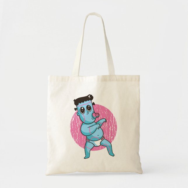 Bolsa Tote Halloween Zumbi Divertido Monstro - Bebê Frankenst (Frente)