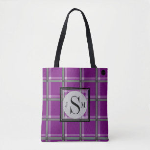 Bolsa Tote HAMbyWG - Nome personalizado e Monograma Tartan