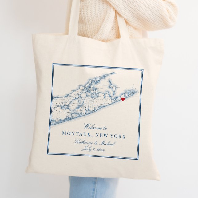Bolsa Tote Hamptons Montauk Wedding Welcome Tote Bag (This Hamptons tote bag welcomes your guests to Montauk or anywhere else with customizable text.)