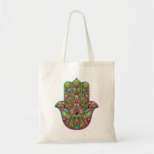 Bolsa Tote Hamsa Fatma Mão Arte Psicodélica