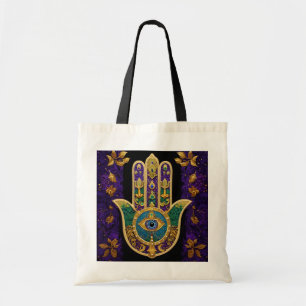 Bolsa Tote Hamsa Terceiro Olho Dourado Ornamentado