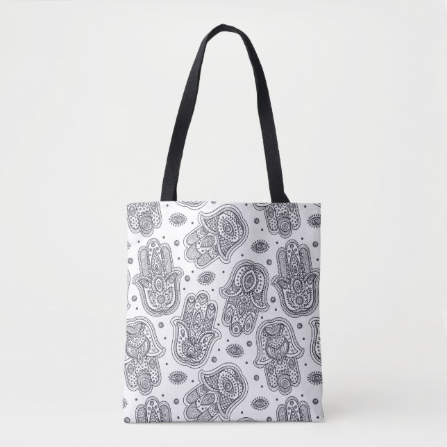 Bolsa Tote Hamsa tirado mão inspirado 2 (Frente)