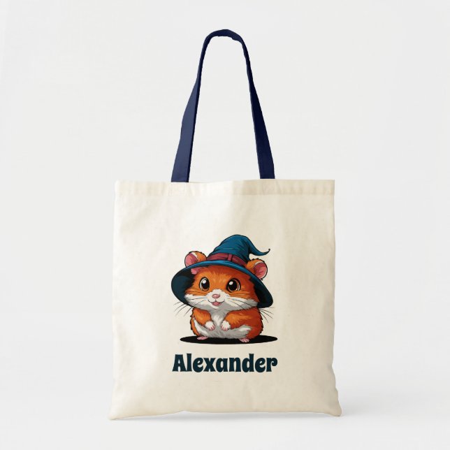 Bolsa Tote Hamster Bonito no Halloween Personalizado do Chapé (Frente)
