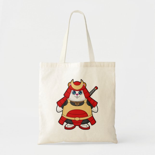 Bolsa Tote Hamster como Guerreiro com Armor (Frente)