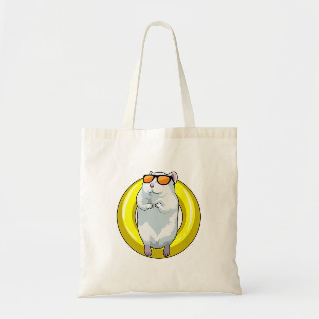Bolsa Tote Hamster nadando com bóia (Frente)