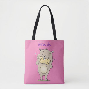 Bolsa Tote Hamster sorridente e bonito com desenho animado de