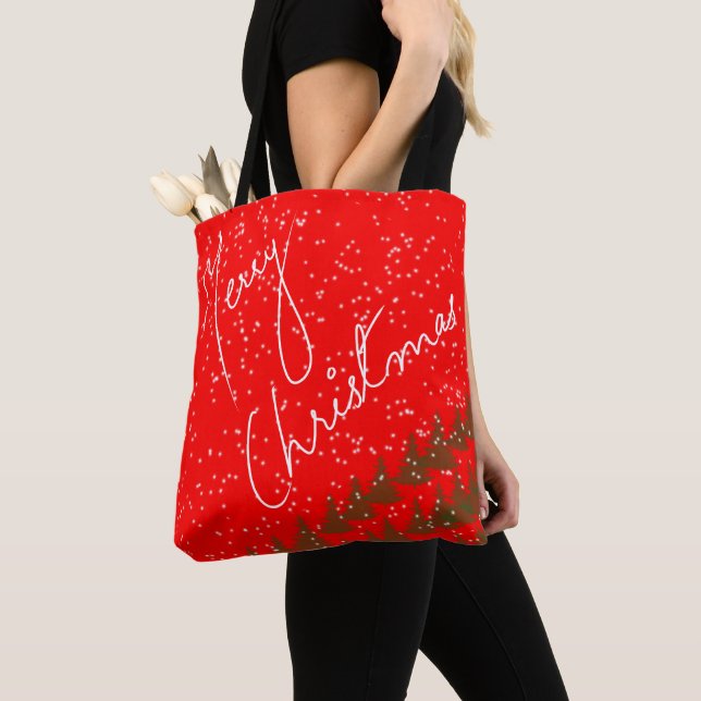Bolsa Tote Hand-Drawn Merry Christmas (Close Up)