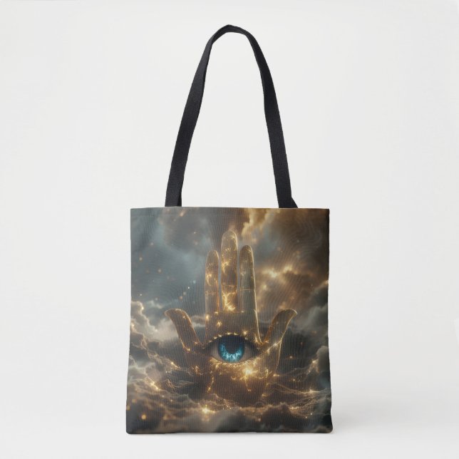 BOLSA TOTE HAND OF FATIMA – HAND OF HAMSA – ZEN BUDDHISM  (Frente)