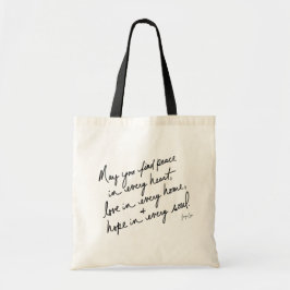 Bolsa Tote Hand-Scripted Peace Love & Hope