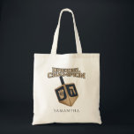 Bolsa Tote Hanukkah Dreidel Champion Personalizado Gag<br><div class="desc">Celebre Chanucá com orgulho e humor enquanto se reúne com toda a família. Este design gráfico do festival faz um presente perfeito para os feriados. Seja para seu vizinho,  família,  marido,  tio ou namorado</div>