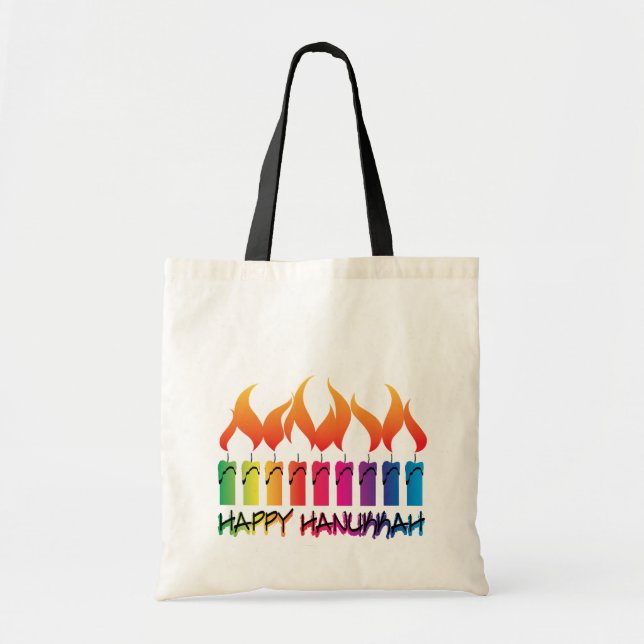 Bolsa Tote Hanukkah Rainbow Menorah (Frente)
