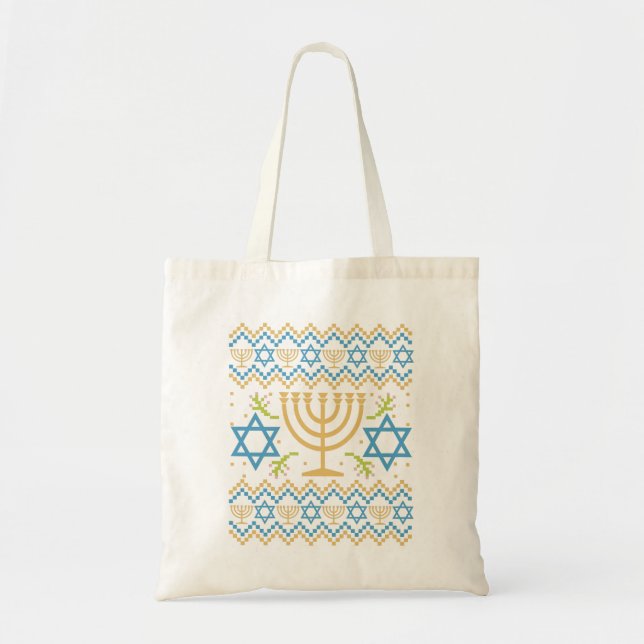 Bolsa Tote Hanukkah Ugly Sweater, Presente no Feriado Judaico (Frente)