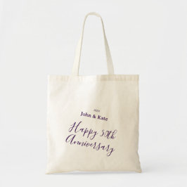 Bolsa Tote Happy 50th anniversary purple name year simple 