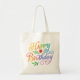 Bolsa Tote Happy Birthday Floral Rainbow Adult Zip-Up Hoodie