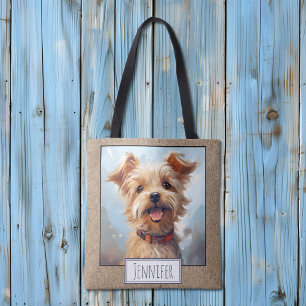 Bolsa Tote Happy Bright Yorkshire Terrier Dog Nome