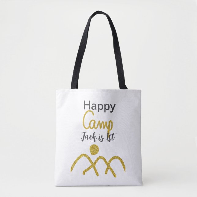 Bolsa Tote Happy camping camper one birthday kids golden sun (Frente)