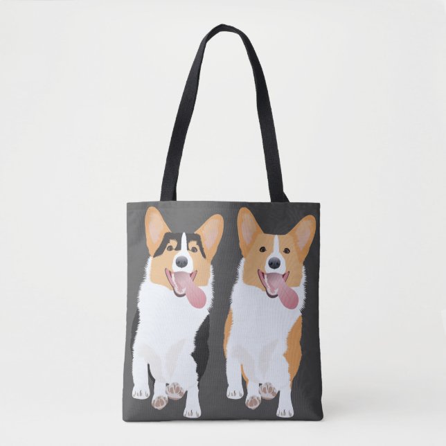 Bolsa Tote Happy Corgis Running (Frente)