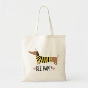 Bolsa Tote Happy Dachshund Bumblebee Tote Bag