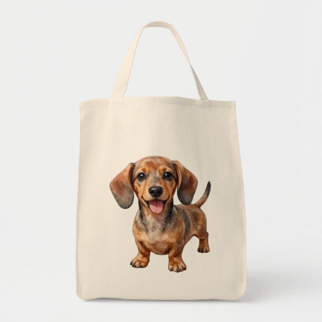 Bolsa Tote Happy Dachshund Puppy (Frente)