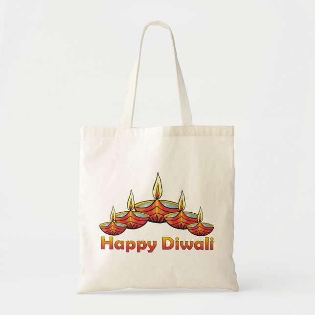 Bolsa Tote Happy Diwali Deepas (Frente)