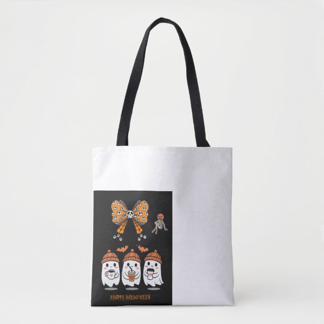 Bolsa Tote Happy Halloween – fantômes café mignons (Frente)