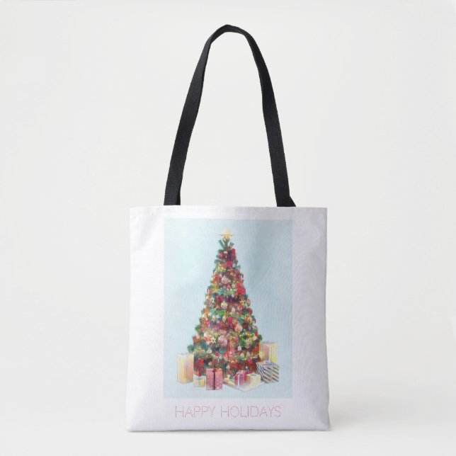 Bolsa Tote Happy Holidays. Christmas Tree (Frente)