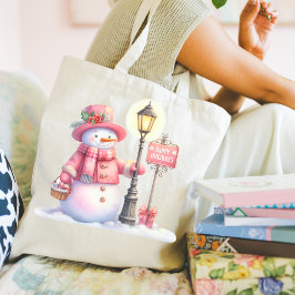 Bolsa Tote Happy Holidays Snowman Tote Bag