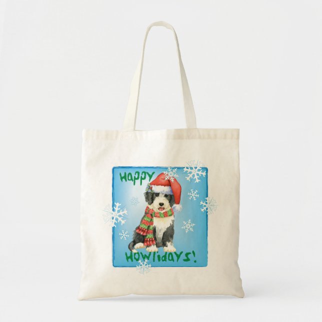 Bolsa Tote Happy Howliday Beardie (Frente)