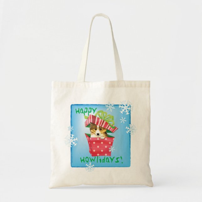 Bolsa Tote Happy Howlidays Sheltie (Frente)