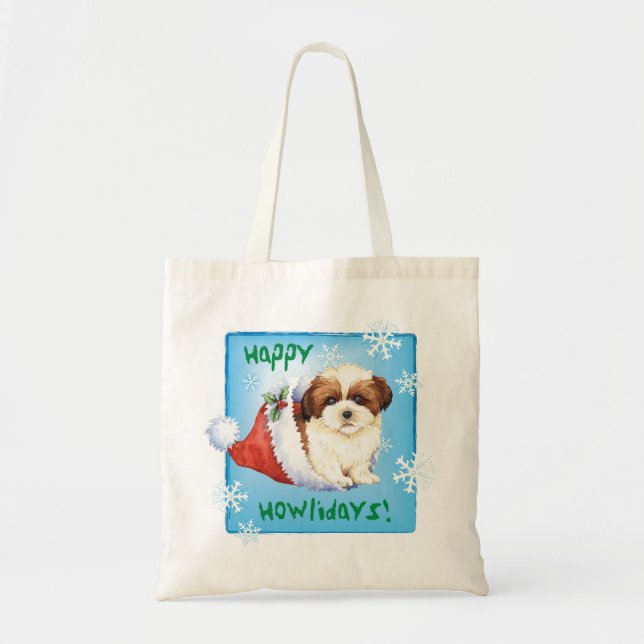 Bolsa Tote Happy Howlidays Shih Tzu (Frente)