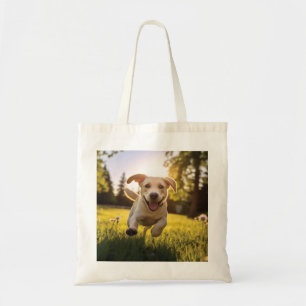 Bolsa Tote Happy Labrador Puppy em execução