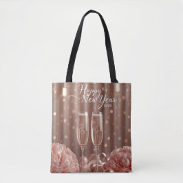 Bolsa Tote happy new year 2026 champagne elegant