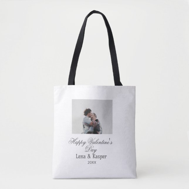 Bolsa Tote Happy Valentine's day couple photo modern simple t (Frente)