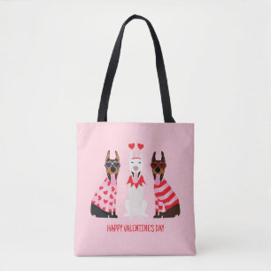 Bolsa Tote Happy Valentines Day Dobermann Dogs