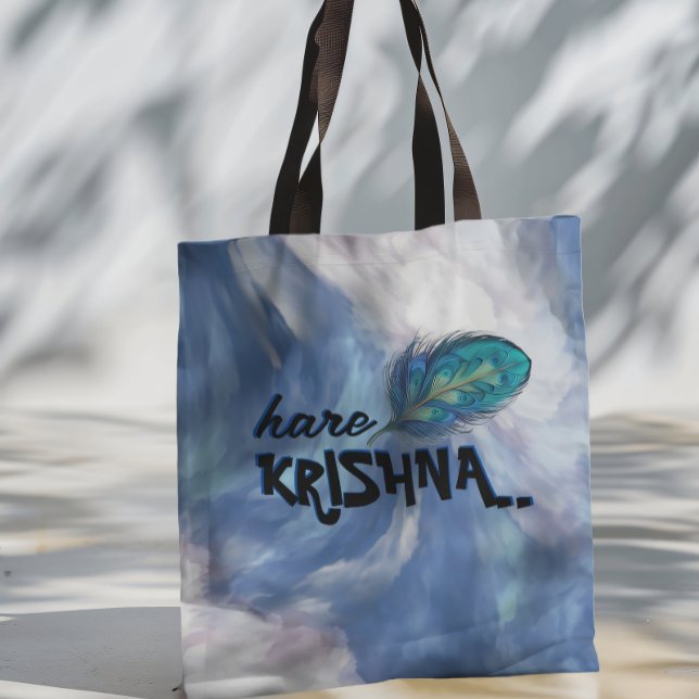 Bolsa Tote "Hare Krishna" Peacock Feather Hindu (Criador carregado)