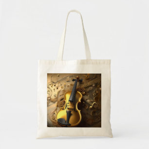 Bolsa Tote Harmonia de ouros: Violino Vintage em Notas de Shi