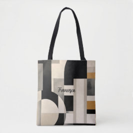 Bolsa Tote Harmonia em Tons: Composição Abstrata em Preto e B