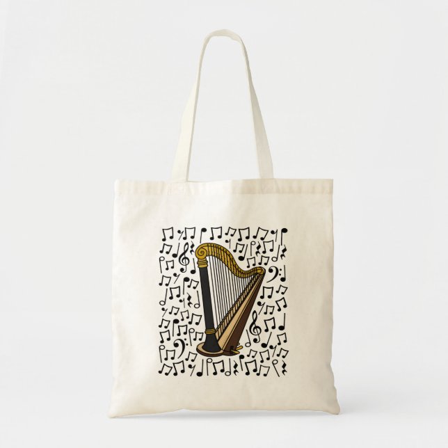 Bolsa Tote Harp Musical Notes, Professora de Música Harpist (Frente)